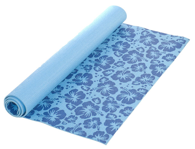 Flower Printed Yoga Mat - Blue/white